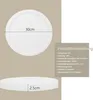 Product specifications and dimensions of a white circular ceiling light. Voir les images du produit