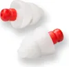 Two white and red earplugs are shown against a white background. Anteprima dell’immagine prodotto