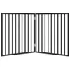 A black metal dog gate, folded in half, against a white background. Produktbild-Vorschau