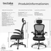Product information and dimensions for a tectake office chair. Náhled obrázku produktu