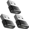 Three USB-C to USB-A adapters are arranged diagonally on a white background. Produktbild-Vorschau