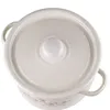 A top-down view of a white pot with a lid, decorated with pink floral patterns. Produktbild-Vorschau