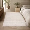 Teppich weiße Jute mit Fransen Streifenmuster 60x110 Produktbild-Vorschau 5