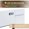Close-up of a white bed frame with a digital clock and LED light strip. Produktbild-Vorschau