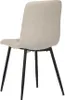 A rear view of a beige upholstered dining chair with black metal legs, isolated on a white background. Náhled obrázku produktu