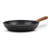 A frying pan with a speckled black interior and a wooden handle is shown against a white background. Náhľad obrázku produktu