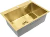 A top-down, angled view of a gold-colored kitchen sink with a gray exterior. Podgląd zdjęcia produktu