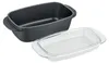A black roasting pan with a clear glass lid placed next to it, on a white background. Náhľad obrázku produktu