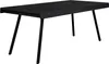 A black wooden dining table with four angled legs. Produktbild-Vorschau