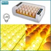 A collage showing a white egg incubator with eggs inside, a close-up of LED lights, and a close-up of eggs illuminated from below. Podgląd zdjęcia produktu