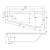 Technical drawing with dimensions of a bathtub. Produktbild-Vorschau
