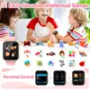 Two children are looking at a smartwatch, surrounded by various icons representing games and features. Náhled obrázku produktu