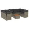 10-tlg. Garten-Sofagarnitur mit Kissen Grau Poly Rattan Produktbild-Vorschau 2