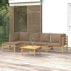 vidaXL 6 tlg. Garten Lounge Set mit Kissen Taupe Bambus - Produktbild-Vorschau 2