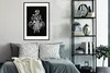 MuchoWow® Gerahmtes Poster Elefant mit Blumen vor schwarzem Produktbild-Vorschau 2