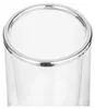 Close-up view of the rim of a clear glass or plastic container with a silver band around the top edge. Anteprima dell’immagine prodotto