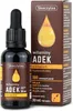 A bottle of Skoczylas ADEK vitamins in drops and its packaging. Voir les images du produit