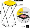 A diagram showing a yellow trash bag holder with dimensions and a close-up view of the inner bin. Anteprima dell’immagine prodotto