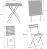 Set tavolo da giardino pieghevole in acciaio con 2 sedie, Anteprima dell’immagine prodotto 6