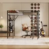 A loft bed with a desk and shelves underneath, set up in a room with a chair and a guitar. Produktbild-Vorschau