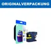 A Brother ink cartridge and its packaging are shown against a white background. Produktbild-Vorschau