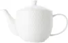 A white porcelain teapot with a textured diamond pattern, shown against a white background. Produktbild-Vorschau