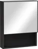 A black bathroom cabinet with a mirrored door and an open shelf below, shown against a white background. Náhled obrázku produktu