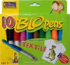The image shows the packaging of a set of 10 Blopens Textile coloring pens. Podgląd zdjęcia produktu