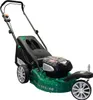 A studio shot of a green electric lawnmower against a white background. Produktbild-Vorschau