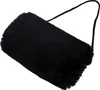 A black faux fur hand muff with a strap, isolated on a white background. Produktbild-Vorschau