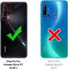A collage showing two phones, one with a green checkmark and text indicating it fits, and another with a red X and text indicating it does not fit. Produktbild-Vorschau