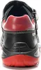 The back view of a black and red safety shoe. Produktbild-Vorschau