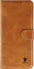 A closed brown leather flip case for a smartphone. Produktbild-Vorschau