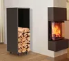 A modern fireplace with a wood storage unit next to it. Produktbild-Vorschau