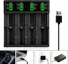 A battery charger with a USB cable and several smaller images showing different charging scenarios. Produktbild-Vorschau