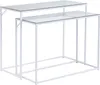 FineBuy Konsolentisch Set 2er Weiß Metall mit Glasplatte Produktbild-Vorschau 6