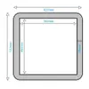 A diagram showing the dimensions of a square frame with rounded corners. Produktbild-Vorschau