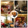 A collage of four scenes depicting people enjoying Christmas by a fireplace, with a central inset showing a close-up of a wood stove fan. Produktbild-Vorschau