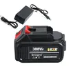 A black battery pack and a black charger are shown on a white background. Produktbild-Vorschau