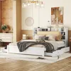 A white bed with drawers and a headboard bookshelf in a bedroom. Náhled obrázku produktu