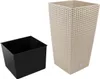 A black planter insert and a beige woven planter are shown against a white background. Náhľad obrázku produktu
