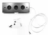 A black and silver power strip with three outlets, along with its accessories, is displayed on a white background. Produktbild-Vorschau