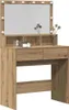 A makeup vanity table with a mirror and lights. Podgląd zdjęcia produktu