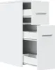 A white narrow cabinet with multiple pull-out drawers, shown from a slightly angled front view. Náhled obrázku produktu