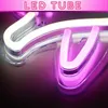 A close-up shot of a neon LED light sign with a white and pink glow, mounted on clear acrylic. Anteprima dell’immagine prodotto
