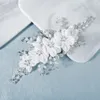 Braut Hochzeit Haarnadeln Silber Blume Haarspangen Perle Produktbild-Vorschau 5