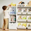 HOMMPA Holz Kinder Bücherregal Kinderregal mit 4 Boxen und Produktbild-Vorschau 4