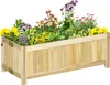 A wooden planter box filled with various colorful flowers and greenery, set against a white background. Náhľad obrázku produktu