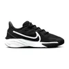 A black Nike Star Runner 4 sneaker with a white Nike swoosh logo and white sole, shown from the side against a white background. Voir les images du produit