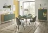 A dining room with a sideboard, dining table, chairs, and a cabinet. Produktbild-Vorschau